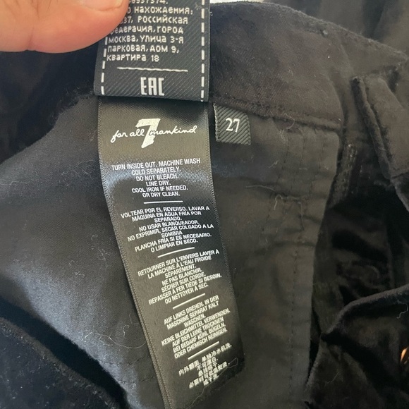 7 For All Mankind High Rise Black Velvet Pants - Picture 7 of 12